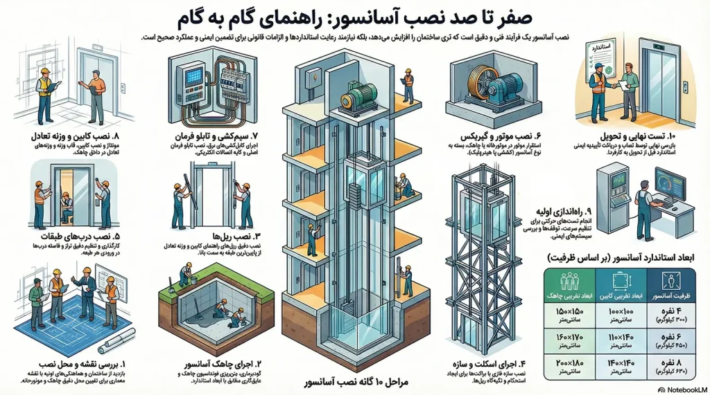 مراحل نصب آسانسور